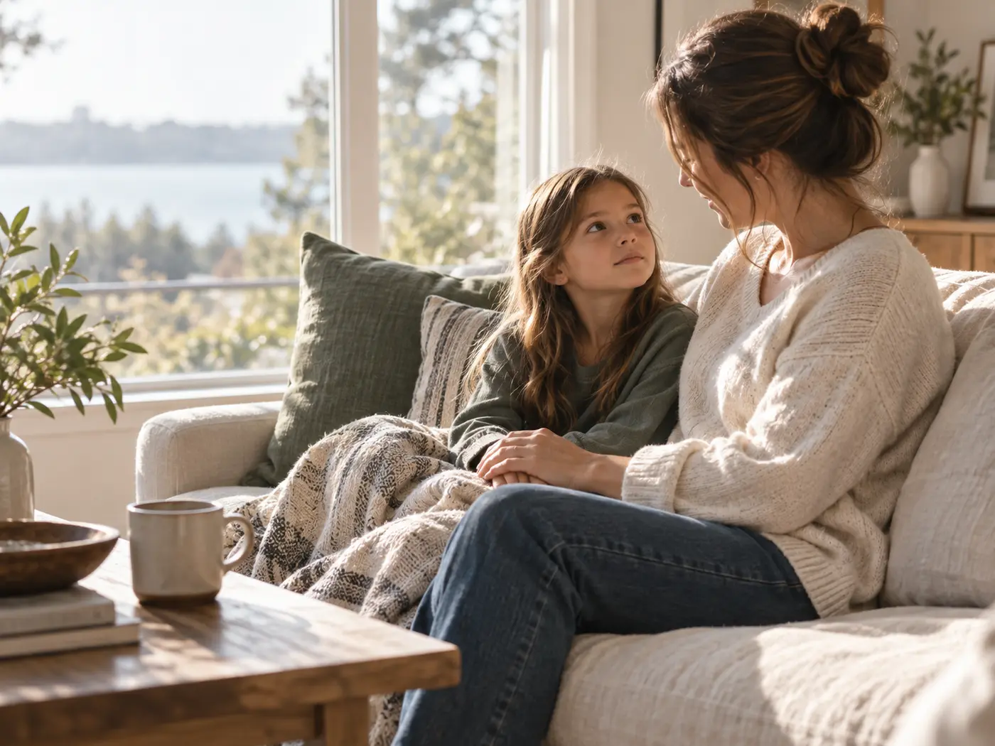 A parent and child sharing a quiet moment of connection